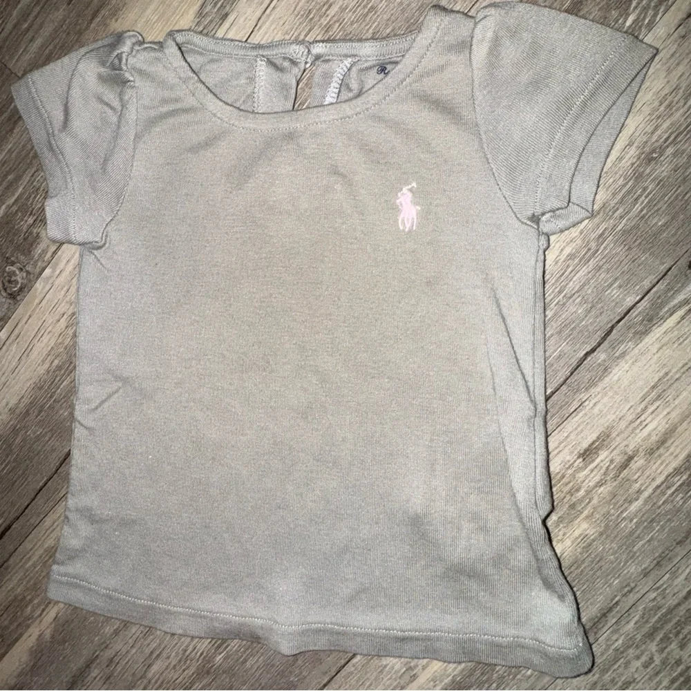 Ralph Lauren Kids Silver Tee with Pink Logo